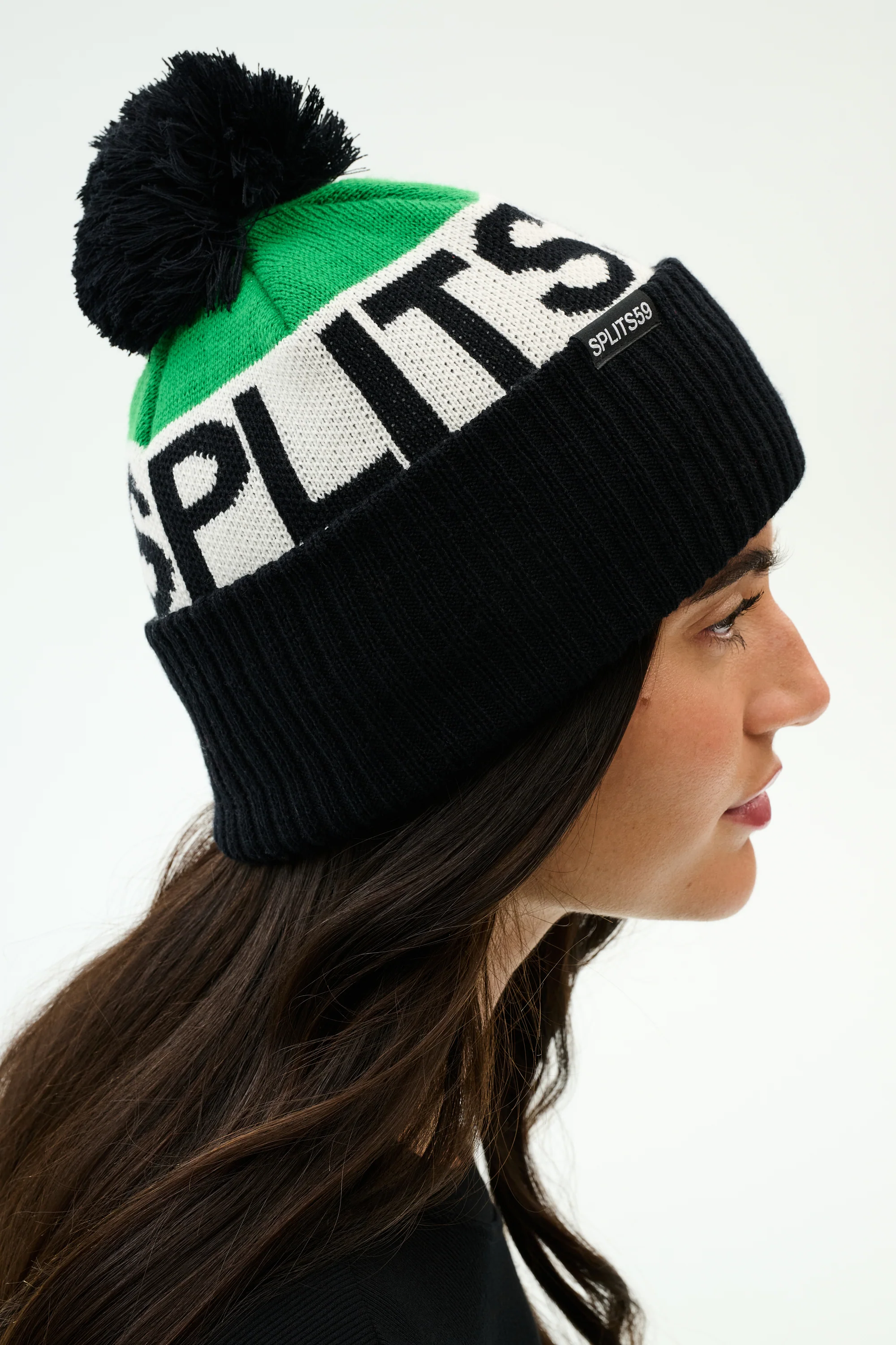Winter Pom Pom Beanie - Black/Grass - Image 5